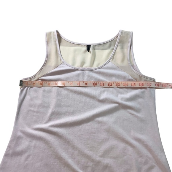 STELLA CARAKASI Asymetrical Sleeveless Tank Top Sheer Inserts Lavender / Pink S - Picture 5 of 8